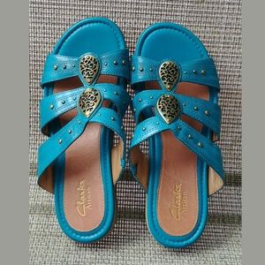 Clark's Teal Sandals.